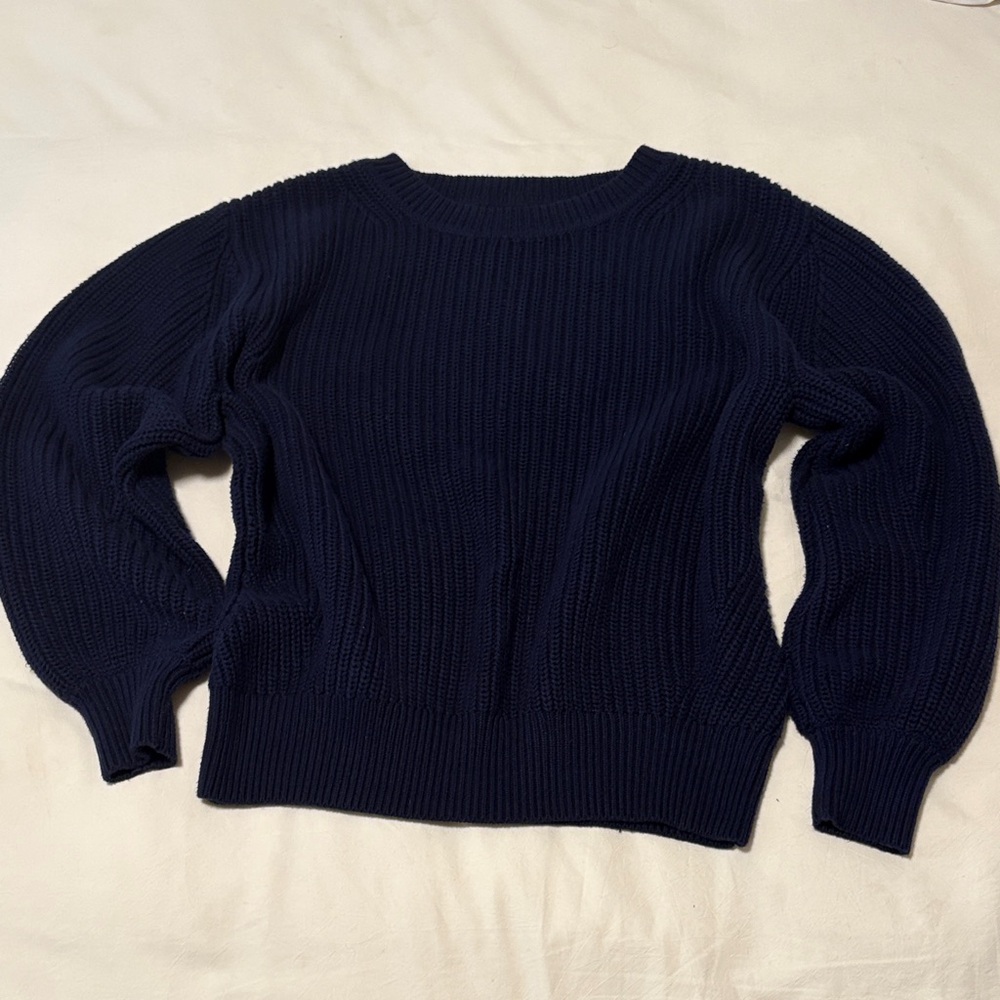 GAP Navy Blue Crew Neck Fisherman Sweater